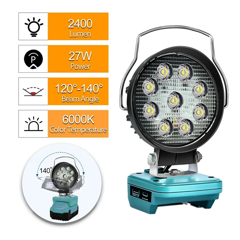 Adapts Makita18v Lithium Battery Working Light LED Outdoor Camping Emergency Lighting Outdoor Light Lighting