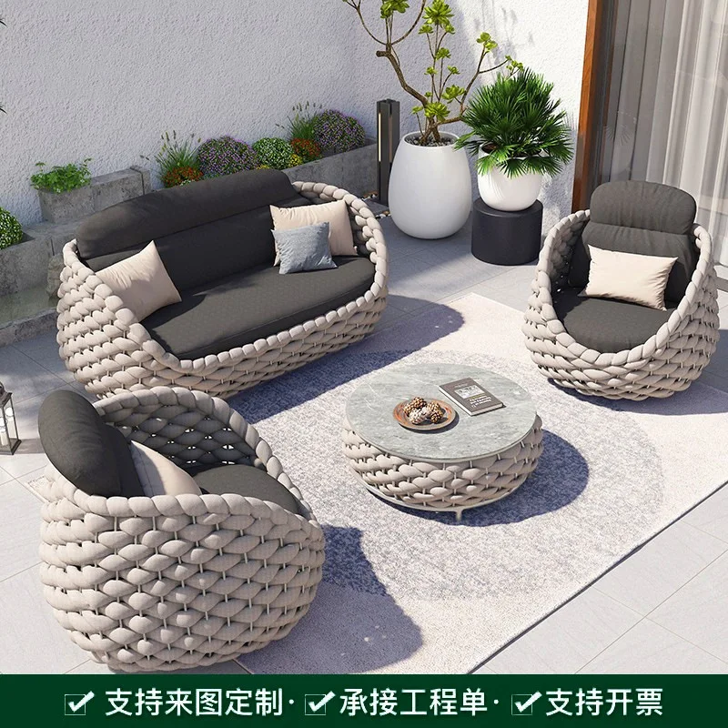 

Outdoor rattan sofa combination courtyard aluminum alloy leisure sofa furniture