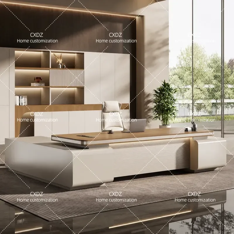Rounded corner boss office desk and chair combination light luxury high sense simple modern president manager room supervisor
