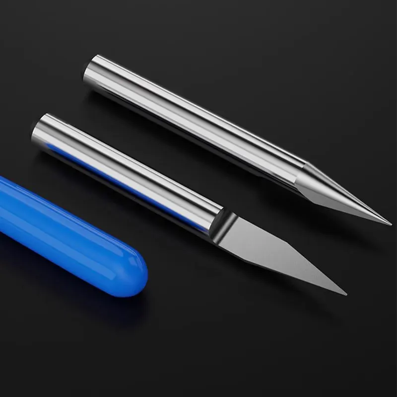 HUHAO 10pcs PCB 3D Engraving Bit Tipped 0.1-0.7mm V Shape Carving Bits Carbide PCB 3D Milling Cutter 10/15/20/25 Degrees