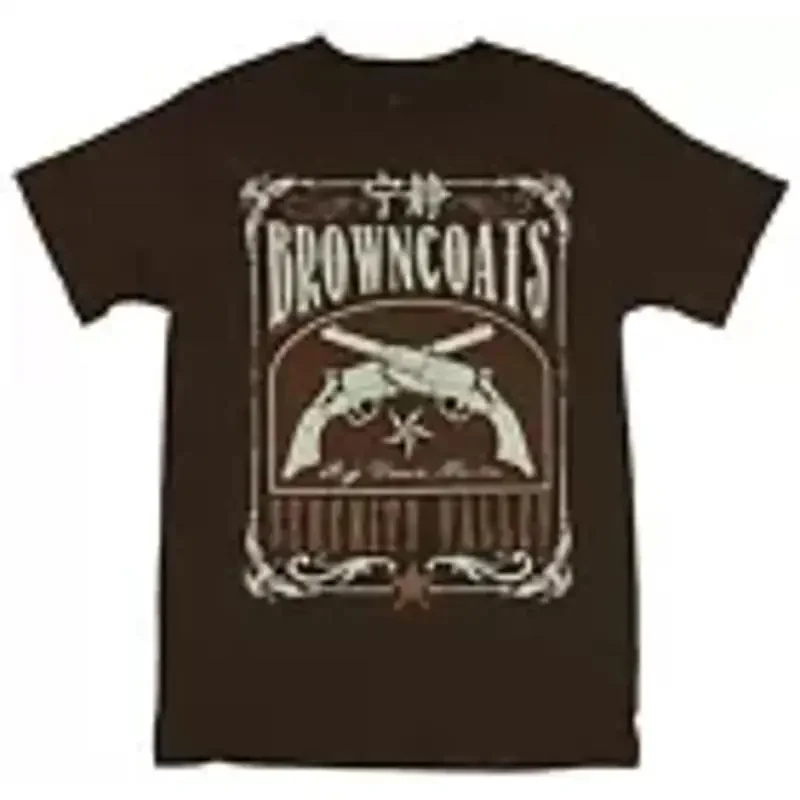 Firefly Serenity Mens T Shirt Crossed Pistols Browncoats Shield Logo Image