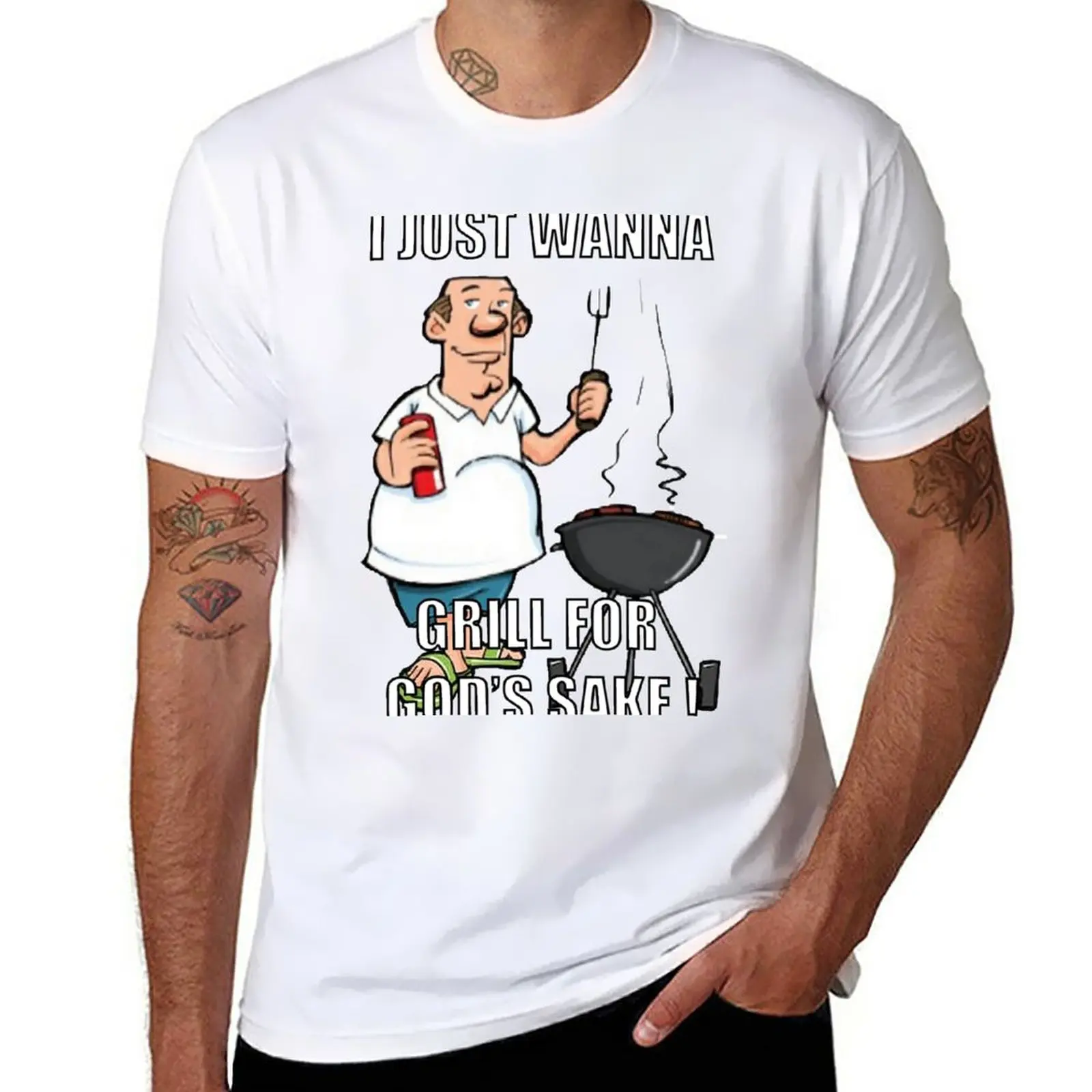 I Just Wanna Grill For God's Sakes! -**MEDIUM FUNNY** T-Shirt heavyweights funnys mens workout shirts