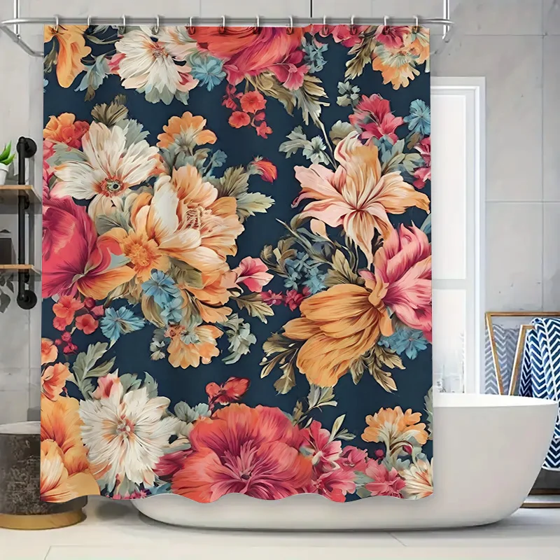 

Роскошная белая мраморная занавеска для душа с серебряными кольцами-крючками, современное украшение для ванной комнаты, водонепроницаемая ткань (72x84)