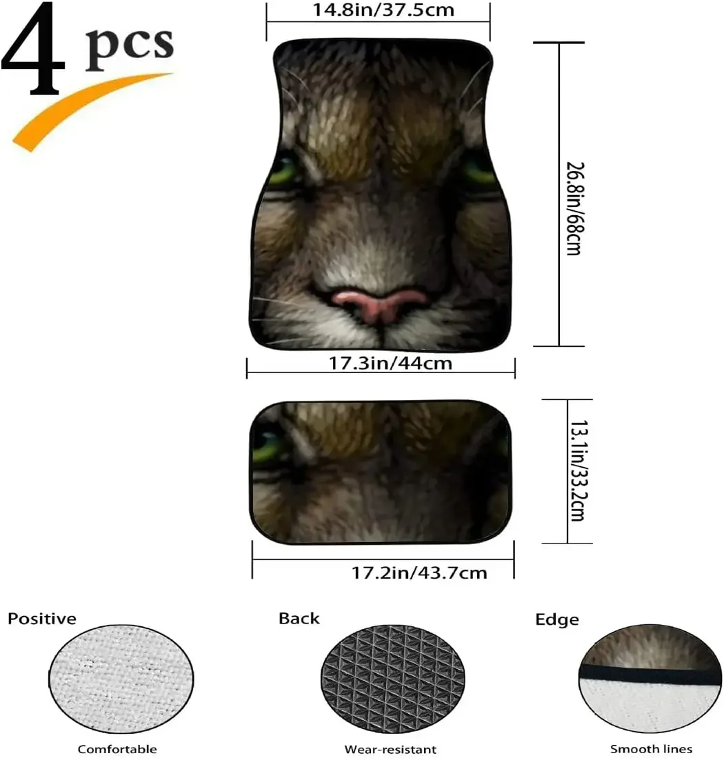 Car Floor Mats Cougar Color Portrait Mountain Lion On Print Design Carpet Car SUV Truck Floor Mats 4 Pcs, Car Mat