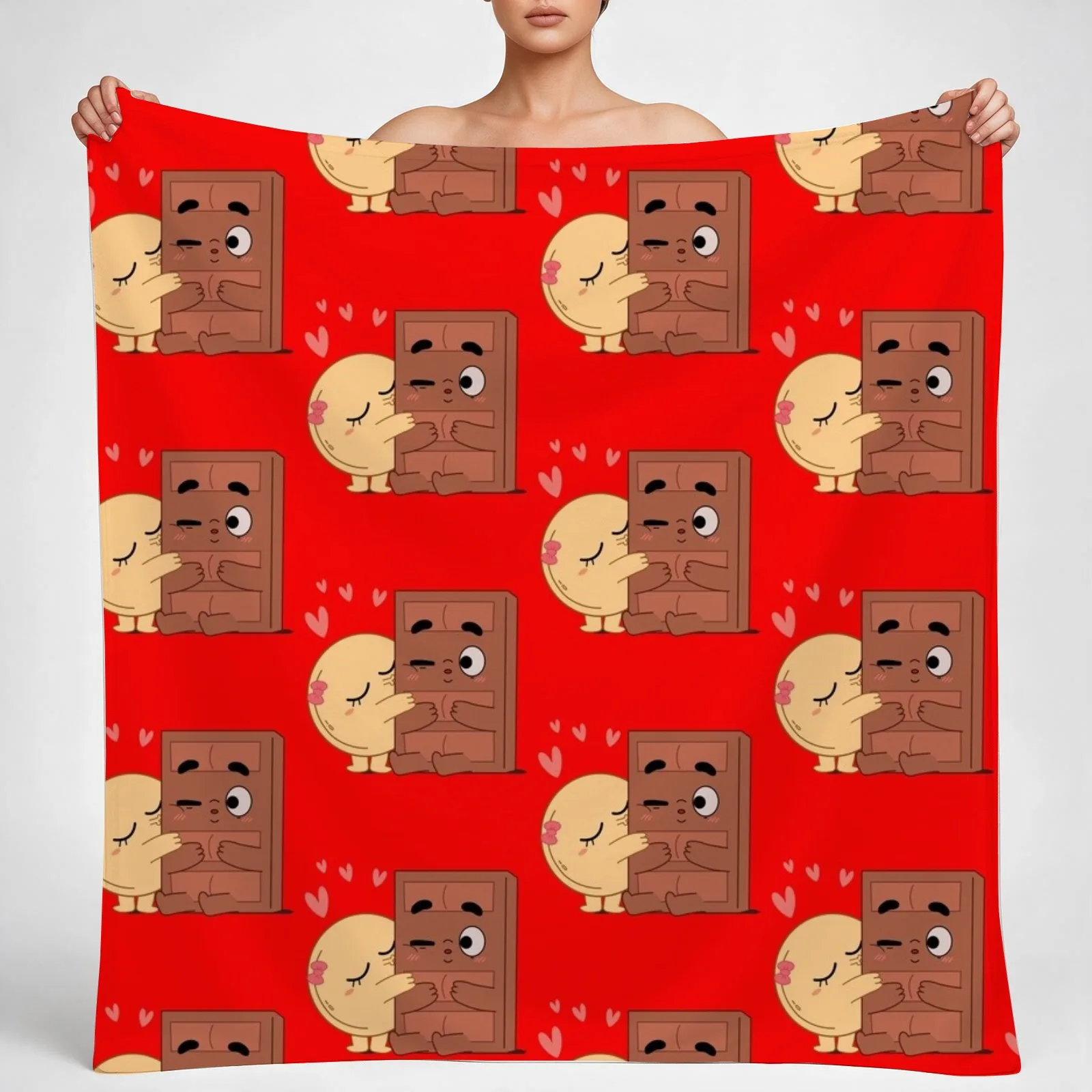 Sweet Kisses Choco Pancake Valentines Couples Love Throw Blanket couch cozy soft plush fuzzy picnic outdoor blanket