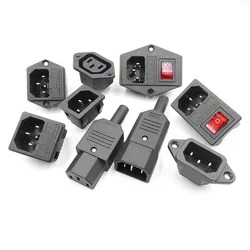 IEC320 C14 C13 Electrical AC Socket 3 Female Male Inlet Plug Connector 3pin Socket Mount
