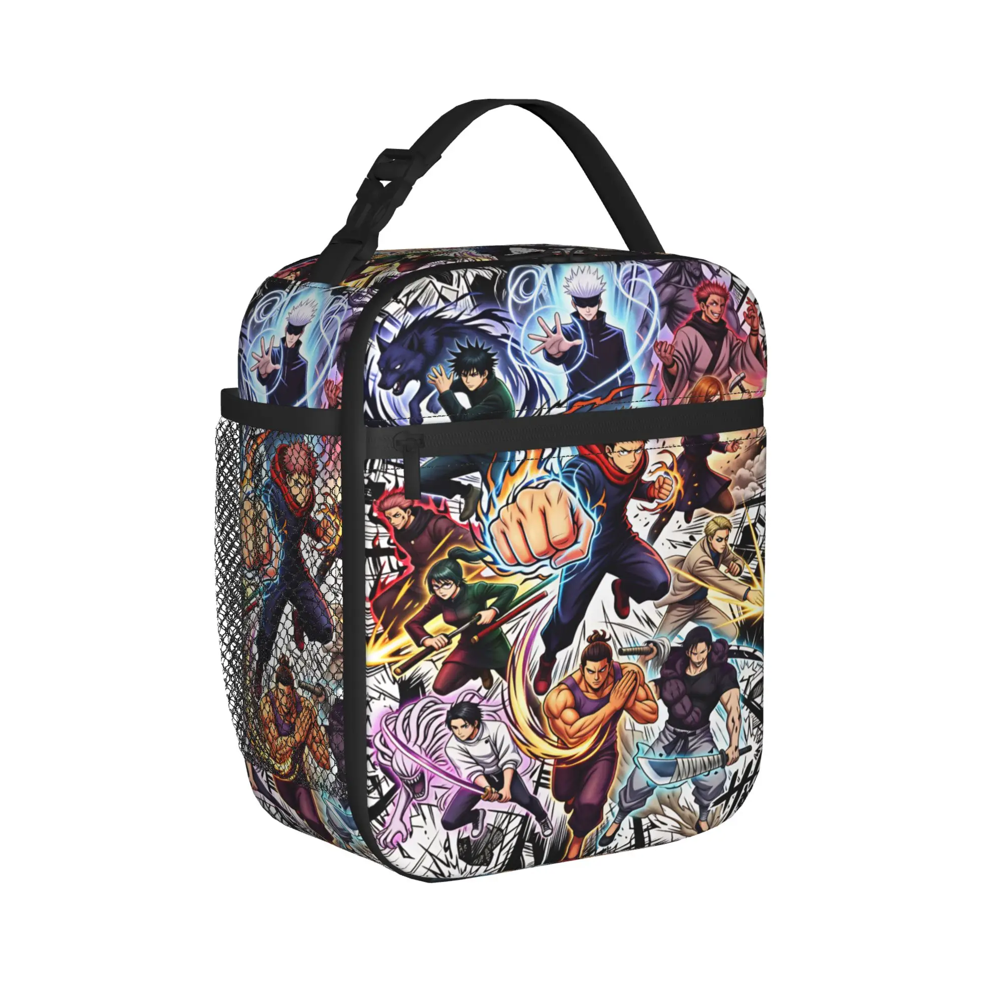 Satoru Gojo Comic Animation Lunch Bag For Women Lunch Box Casual Office Cooler Bag Portable Insulated Oxford Thermal Lunch Bags