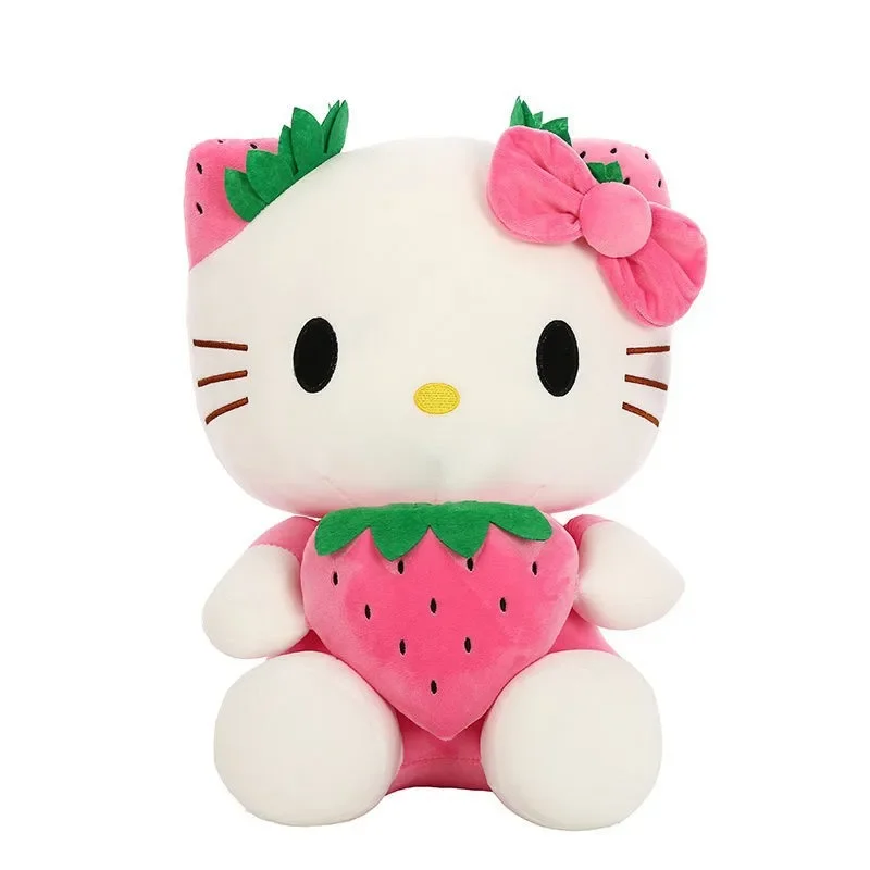 22cm Sanrio Hallo Kitty Plüschtiere Kawaii Erdbeere kt Katze Plüsch puppe weich ausgestopfte Cartoon Puppe Geburtstag Mädchen Geschenke