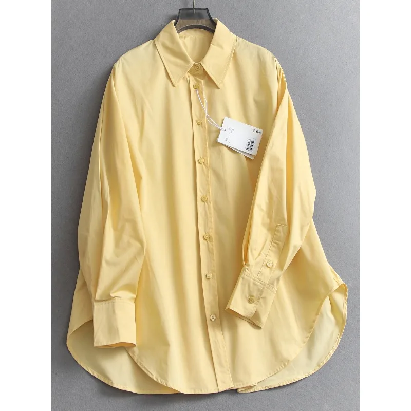 

SuperAen Solid Color Loose Silhouette Medium and Long Lapel 2026 Spring New Long-sleeved Casual Shirt