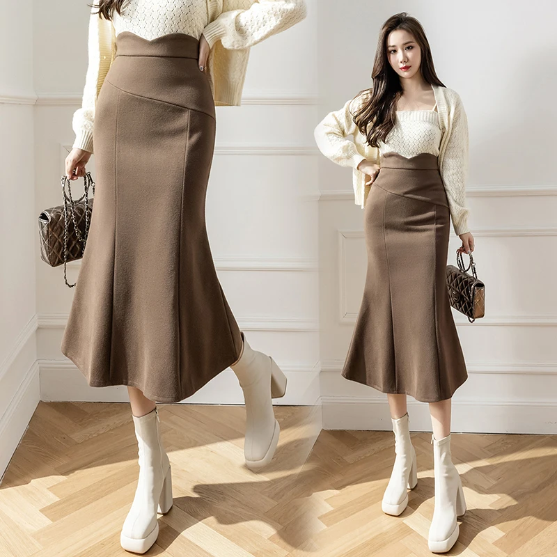 Ladies Elegant Fashion Medium Long Black Skirt Women Clothes Girls Asymmetry Cute Skirts Chic Casual Clothing Py1215-1