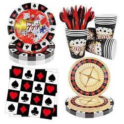 Casino Birthday Party Supplies for Adults Casino Party Decors Poker Paper Plates Cups Napkins Casino Night Vegas Supplies Favors