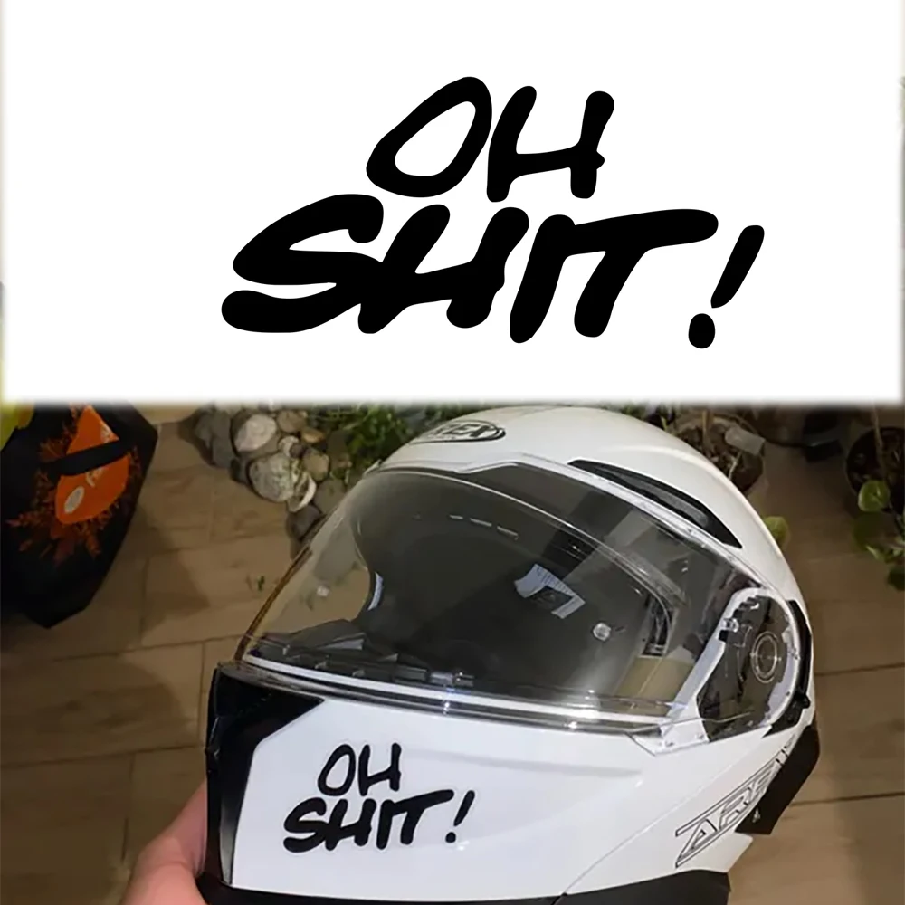 1PC Funny Letters OH SHIT Motorcycle Stickers Waterproof for Motorbike Fuel Tank Helmet Fairing Electric Scooter Vinyl Decals view 2