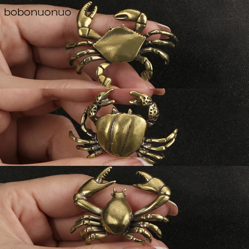 Retro Brass Ocean CRAB Fish Watching Fishes Sea Animals Model Fishbowl Decoration Action Figures Education Miniature Kids Toys