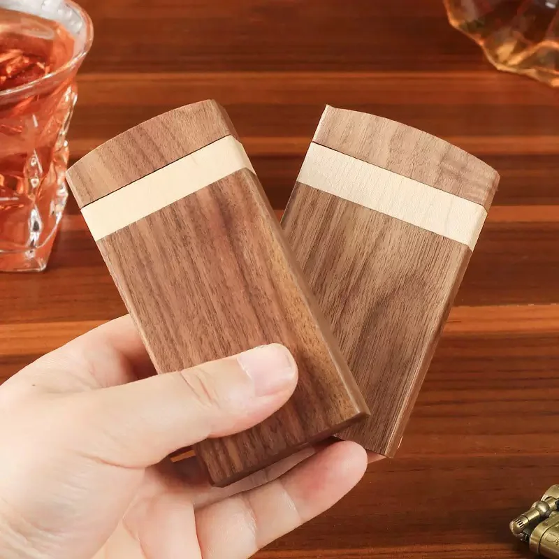 Black Walnut Wood Cigarette Case 2 Sizes Regular & Slim Handmade Wooden Pocket Cigarette Storage Box Gift for Smoker