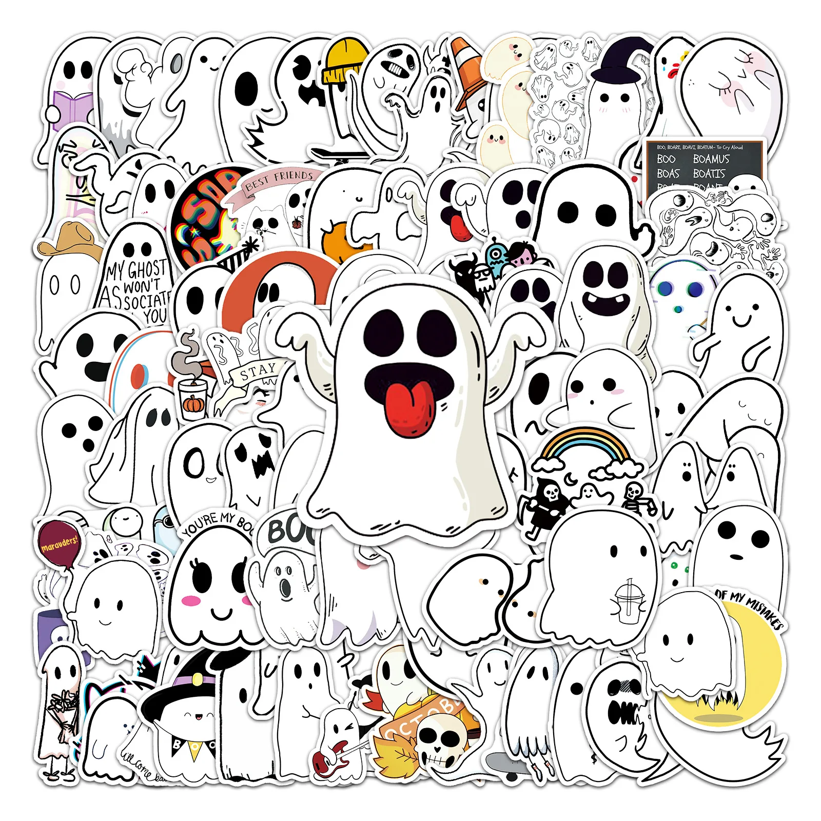 AliExpress NONE 100Pcs ghost graffiti DIY cartoon Decoratio phone Luggage Laptop Guitar Bike Skateboard fridge helmet Kid Toy waterpro sticker