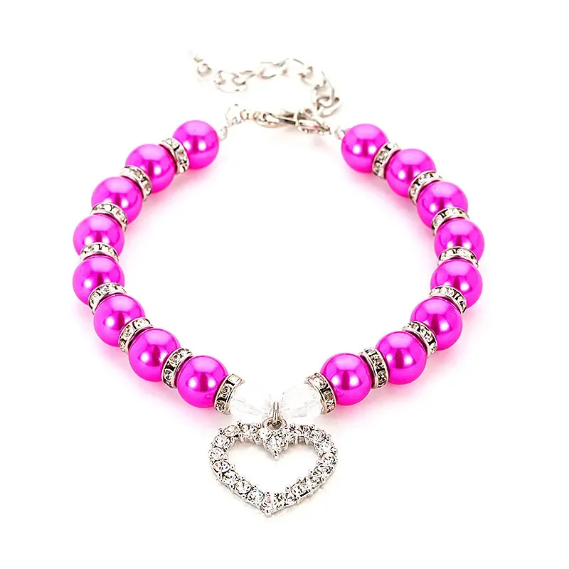 Cat Collar Pet Pearl Necklace Pet Collar Cat and Dog Jewelry Love Diamond Pet Products for Dog Birthday Gift Photo Accessories