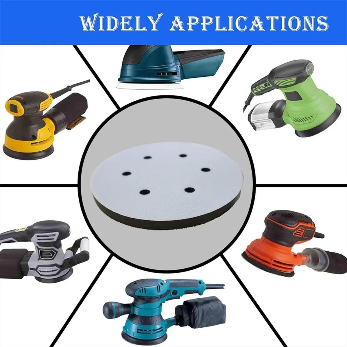 A20I 5 Pack 6 Inch Sanding Interface Pads Hook and Loop -Soft Density Sponge Cushion Buffer Backing Pads with EVA Foam