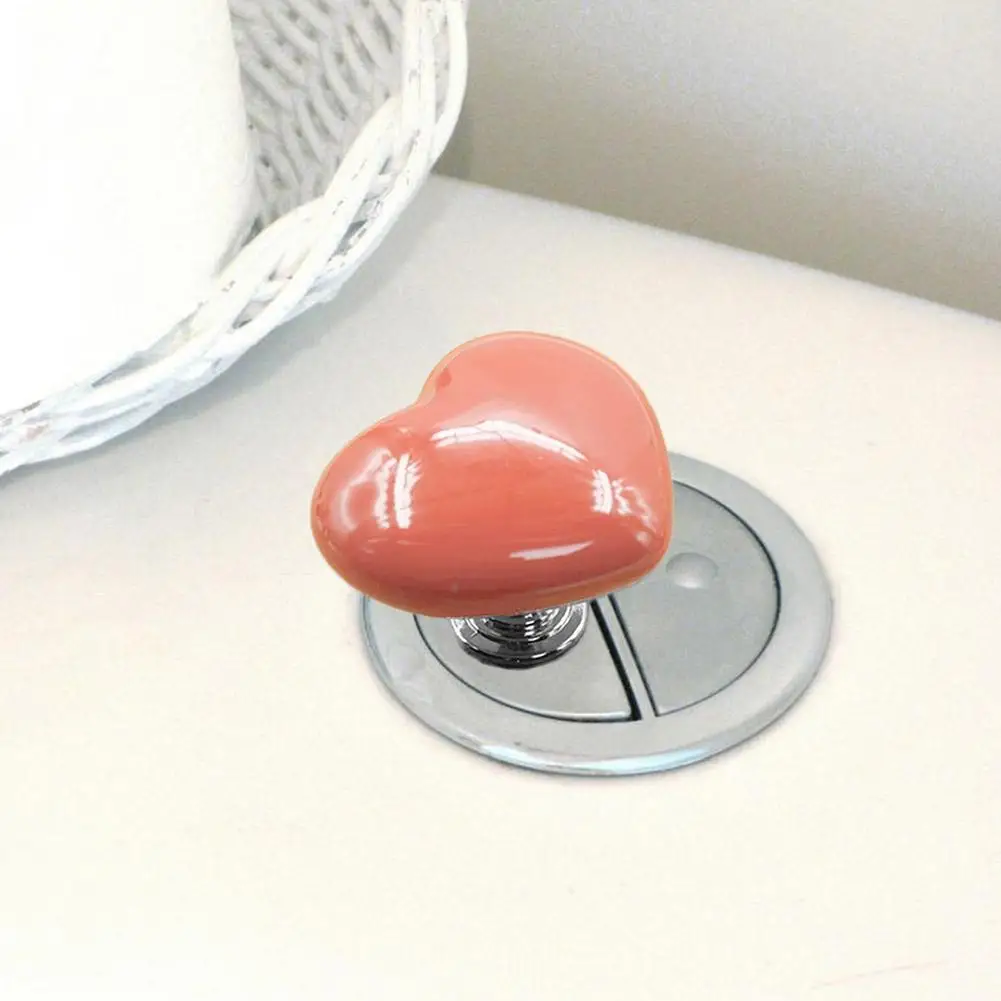 Love Heart Shaped Colorful Ceramic Toilet Tank Button Aid Fashion Love Button Portable Accessory Handle Toilet Press Tool