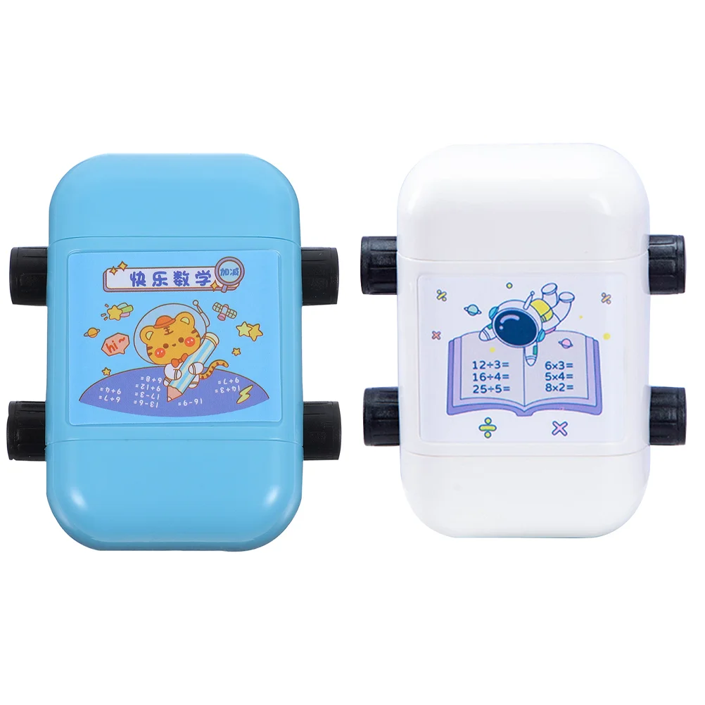 2 Pcs Cartoon Multiplication and Division Stamps Child Math Roller Plastic Reusable