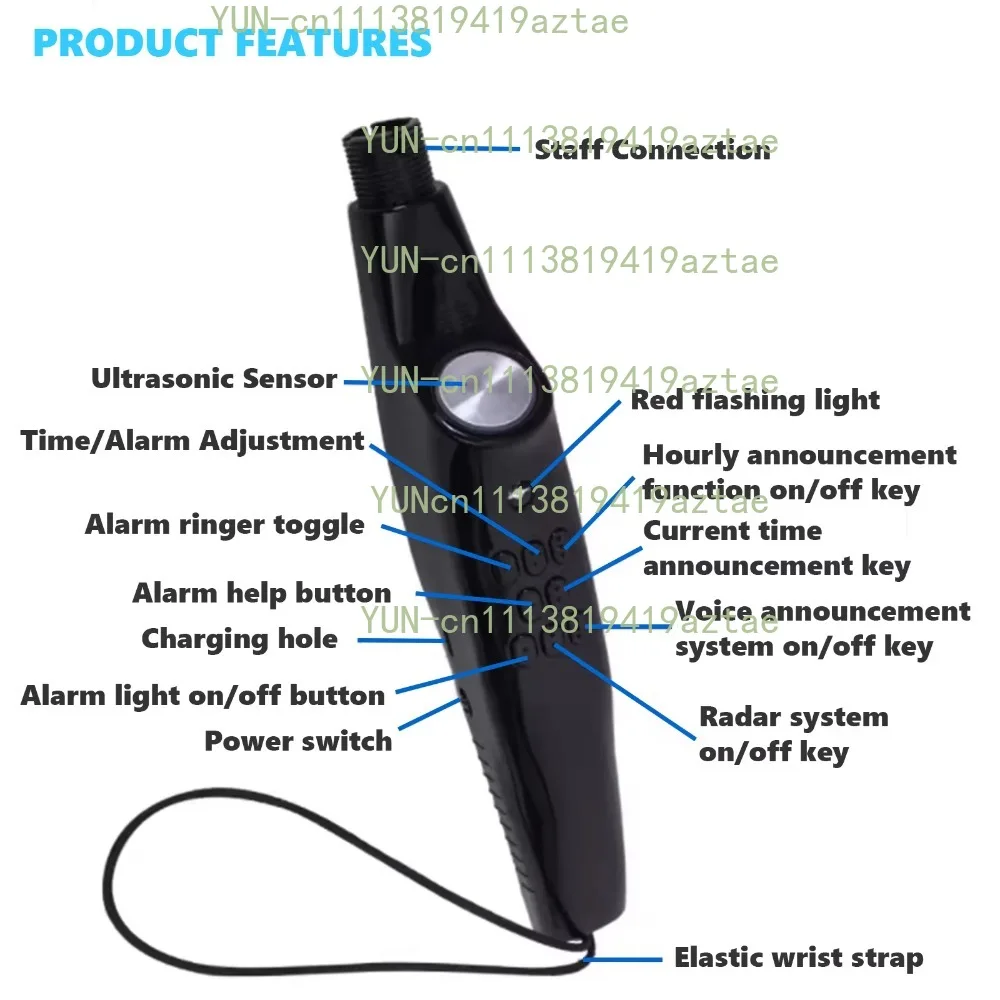 Premium Multifunctional Clear and Loud Voice Speaking Tactile Smart Cane for Blind and Visually Impaired or Elderly