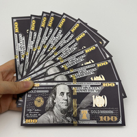 10pcs Black Gold 100 Dollars Banknotes US Bills Commemorative Banknote Plastic Card Bar Office Room Wall Decoration