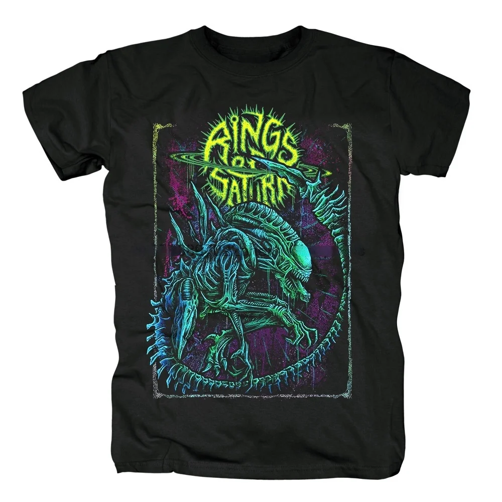 Rings of Saturn Xeno Men's Black Cotton Casual 100 Short-sleeved T-shirt