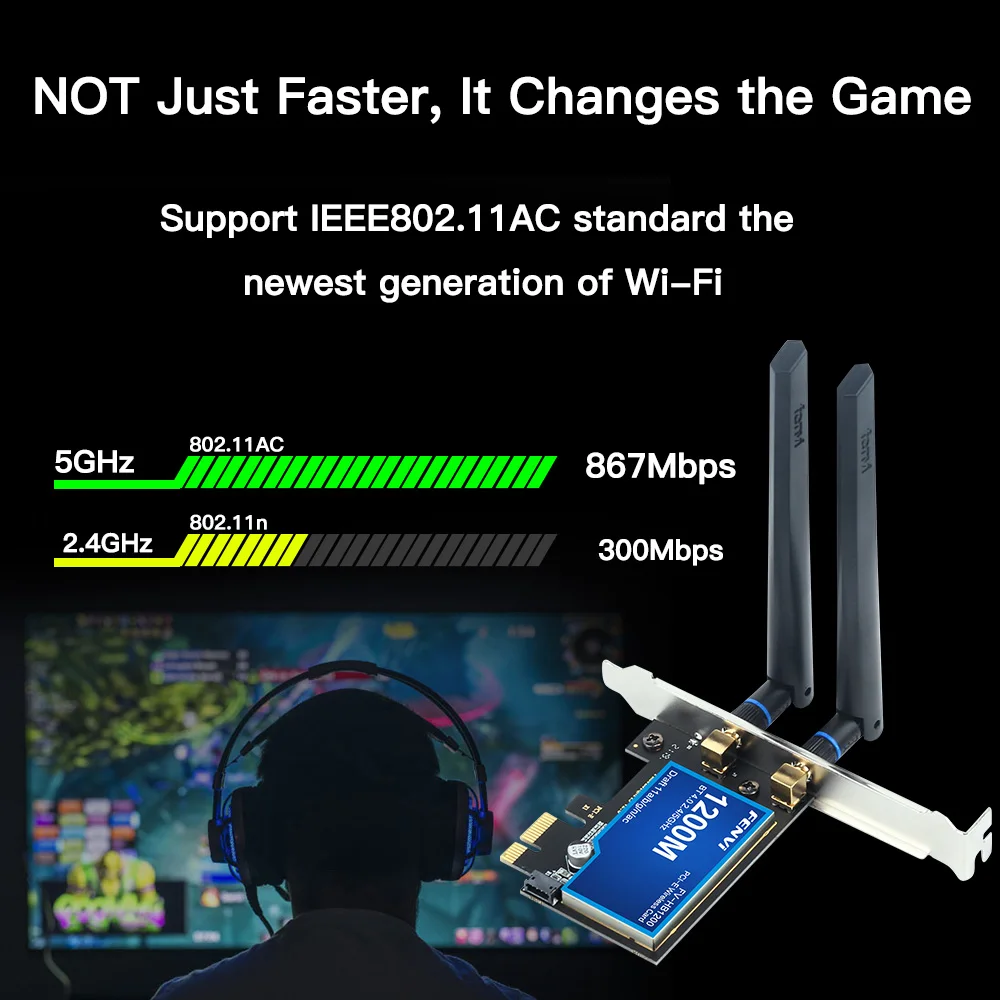 Imagem -03 - Adaptador de Desktop de Banda Dupla 2.4g 5ghz 802.11ac sem Fio ac Wi-fi Bluetooth 4.0 Pci-e para Mac Hackintosh Fv-hb1200