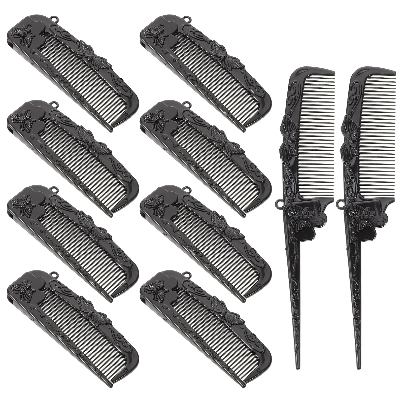 

10pcs Retro Folding Hair Portable Plastic Stylist Carbon Detangler Scalp Tease Fine Tooth D ruff