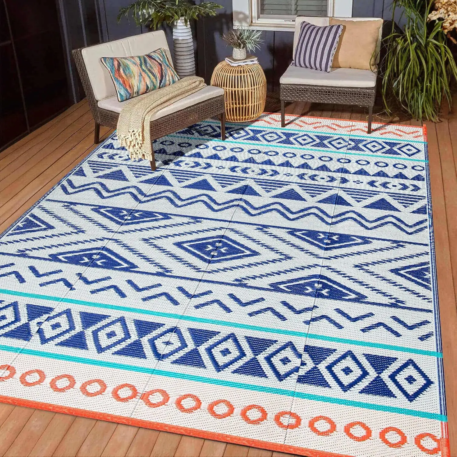 

Waterproof 5x8 Outdoor Rug for Camping, Patio, RV, Picnic