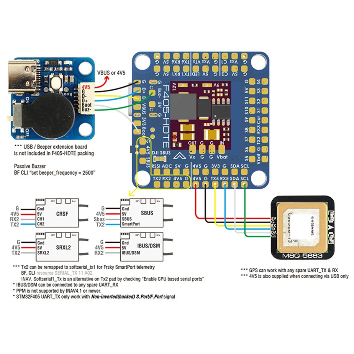 ABQR Per F405-HDTE Dual BEC Baro OSD 3-12S LIPO F4 Controllore di volo per RC Aereo FPV Freestyle Droni