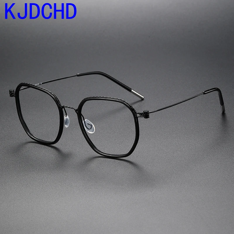 

Acetate Titanium Glasses Frame for Men Square Prescription Eyeglasses Women Vintage Spectacles Myopia Optical Screwless Eyewear