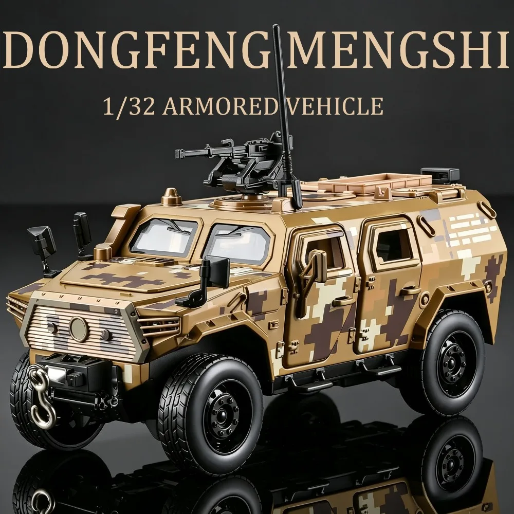1:32 DongFeng Mengshi Toy Models Car Alloy Diecast Light Music Miniature Armored Vehicles Doors Opened Off-road Hobby Collection