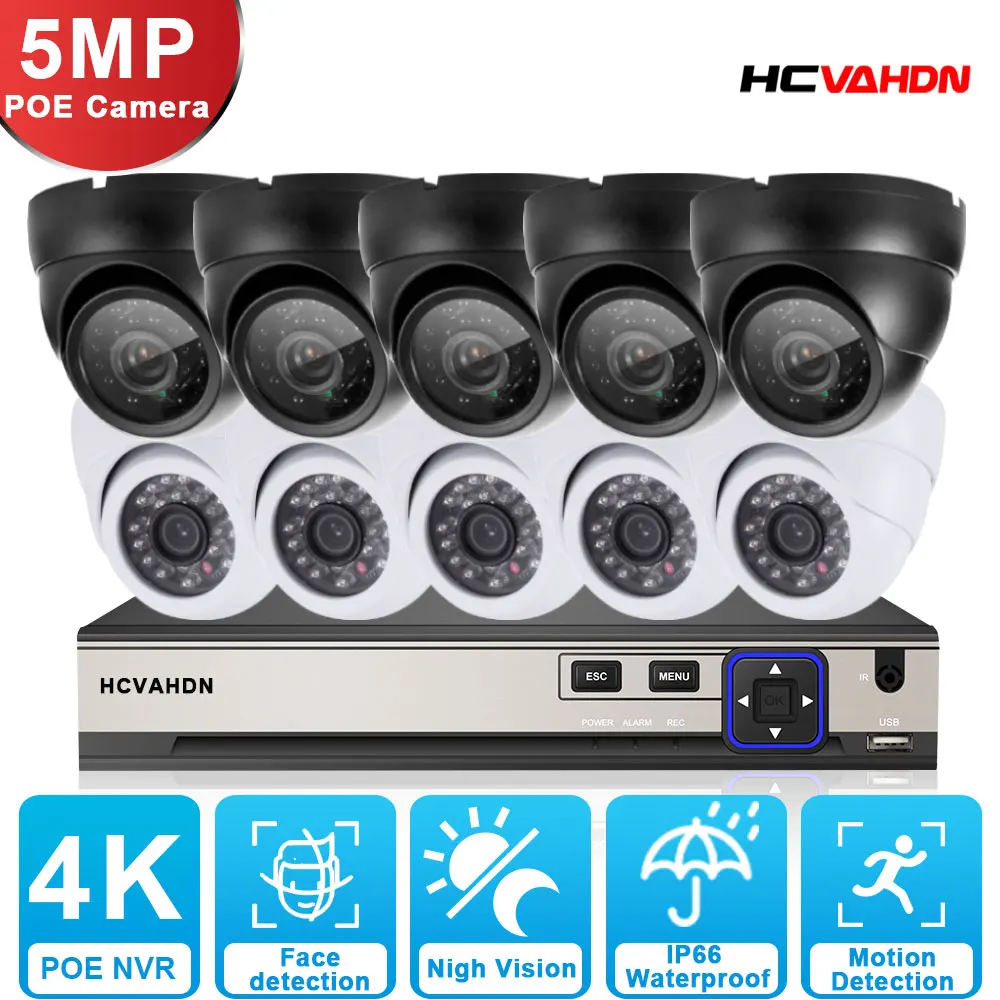 

5MP POE CCTV Camera Security System Kit 10CH 4K NVR Set Indoor Home IP Dome Monitoring Camera System 8CH Video Surveillance Kit