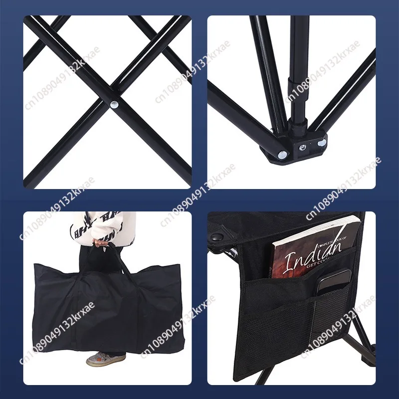 Football field multi-person folding chair Oxford cloth steel pipe rehearsal waiting chair backrest camping outdoor beach chair
