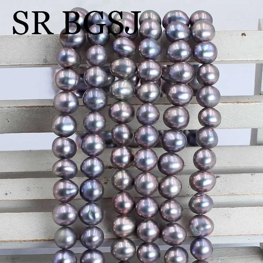 6-7mm Round Shape Dark Gray Natural Freshwater Pearl Beads For Jewelry Making Fit DIY Women Bracelet Necklace Earrings