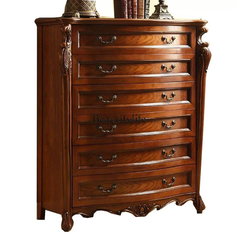 European-style large six-bucket cabinet 6-bucket cabinet high-capacity porch storage American retro solid wood