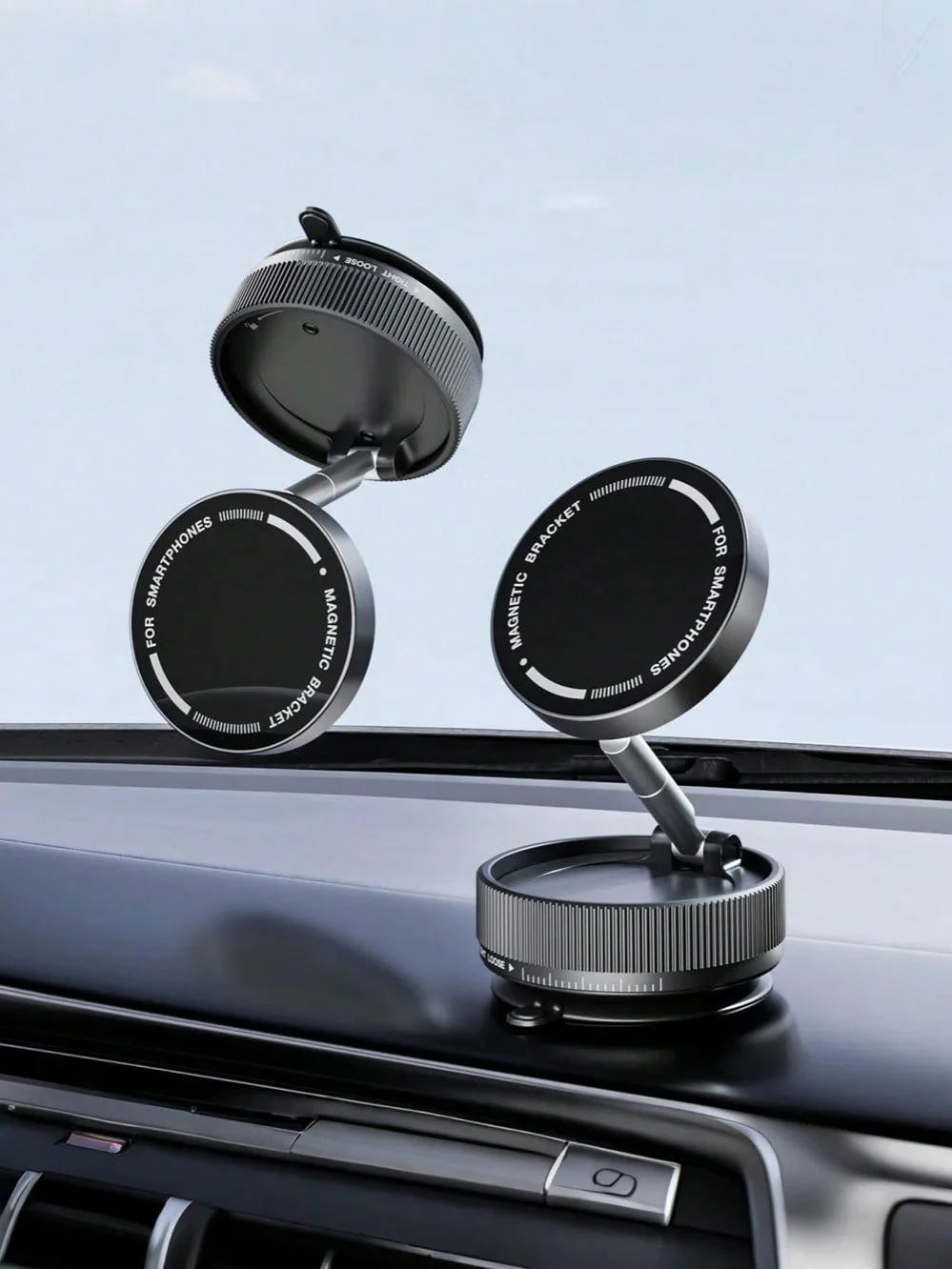 

Универсальное 3-осевое магнитное крепление для телефона — рамка из цинкового сплава с вакуумной адсорбцией, складная конструкция без клея, работает на приборной панели автомобиля
