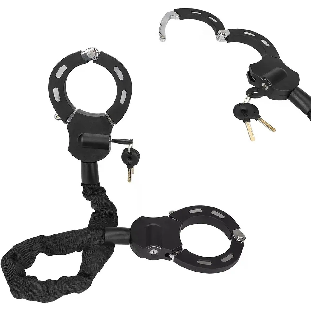 E-Scooter-Sicherheitsschlösser, Kettenhandschellenschloss, 60 cm langes E-Scooter-Schloss, wasserdichte Tasche, Schwarz – Detail 3