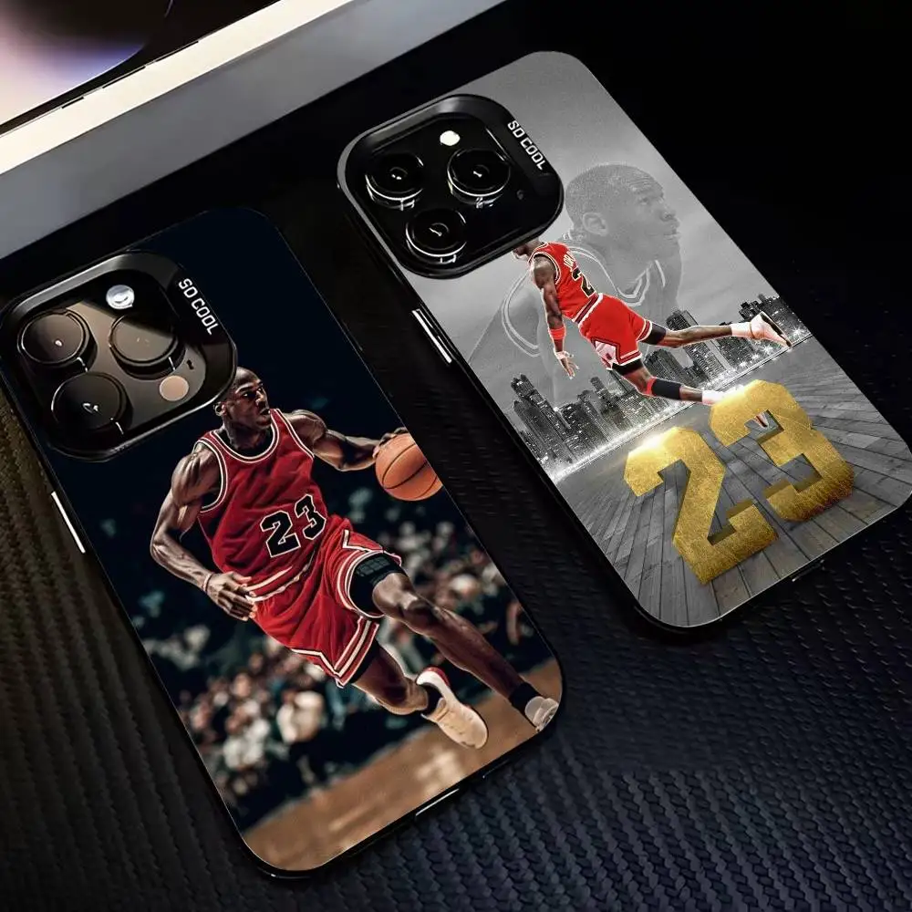 M-Michael J-Jordan MJ Phone Case For iPhone 17,16,15,14,13,12,11 Plus,Pro Max,XS,Colored Silver Plated Inside Cover