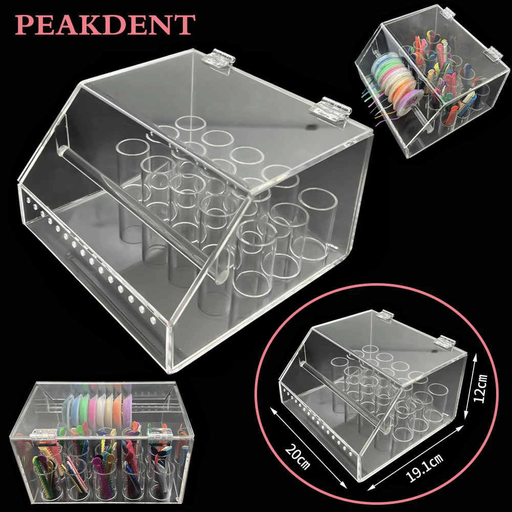 Dental Acrylic 2 In 1 Ligature Tie Storage Box Orthodontic Elastic Power Chain Transparent Placing Box Dispenser Holder Case