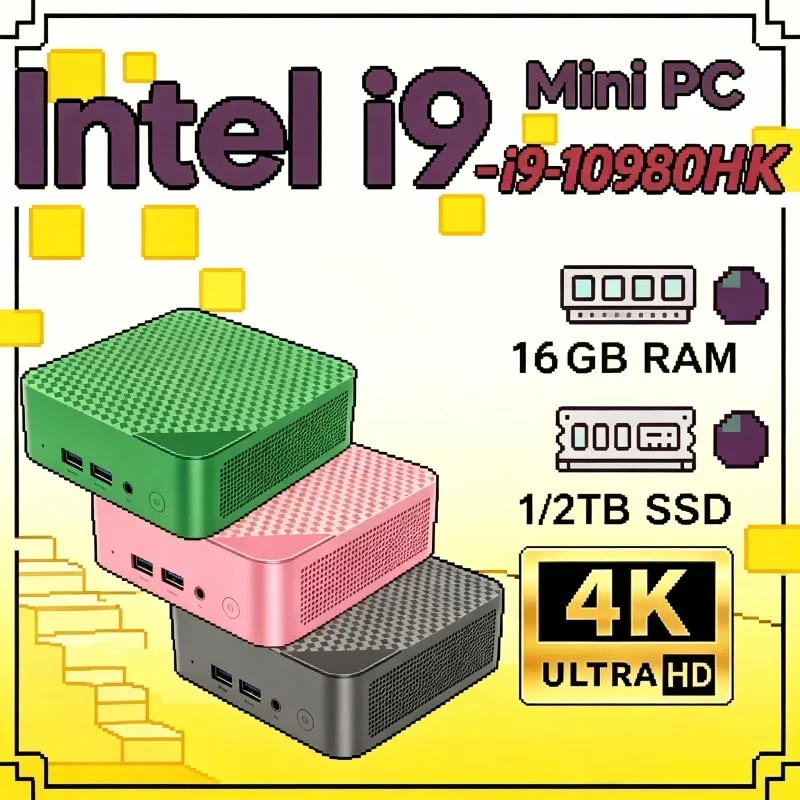 NEW Intel I9 10980HK Pervasive Mini PC Computer Windows 11 16GB 1/2TB SSD Pure Gaming Computer WiFi 6 Office Mini Desktop