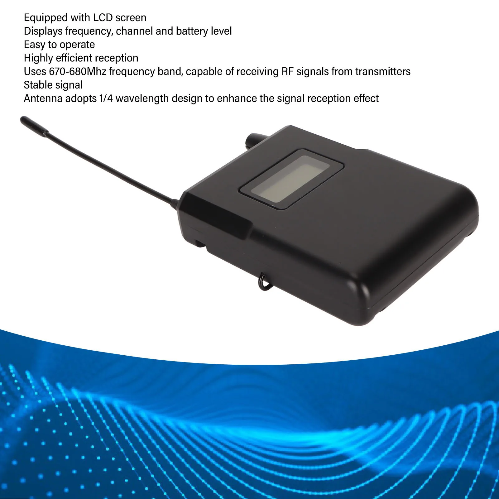 ANLEON S2R Receiver 526-535 570-590 670-680 863-865Mhz Stable Signal Clear Sound with LCD Screen 1/4 Wavelength 