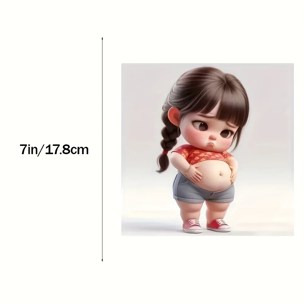 Cute Chubby Girl Anime Vinyl Sticker 1PC Removable Glossy Decal for Laptop Water Bottle Phone Room Decor