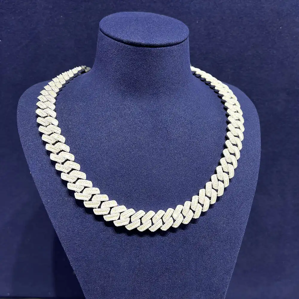 Wholesale Factory Direct 10mm 12mm 14mm Moissanite Cuban Chain Necklace Hip Hop Style Vvs Diamond 925 Silver Cuban Link Bracelet