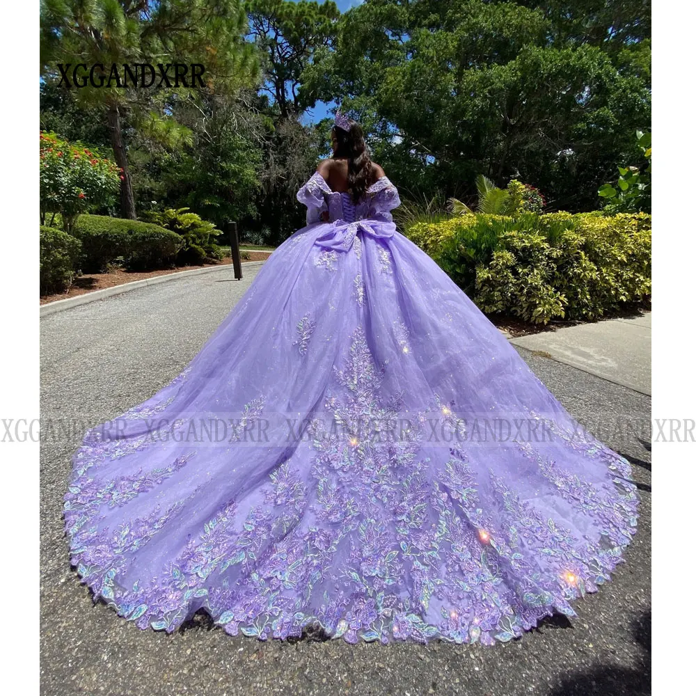 Two Look Quinceanera Dress 2024 Detachable Sleeve Purple Vestidos De 15 Años Ball Gown Sweet 16 Birthday Party Gown Pageant Miss