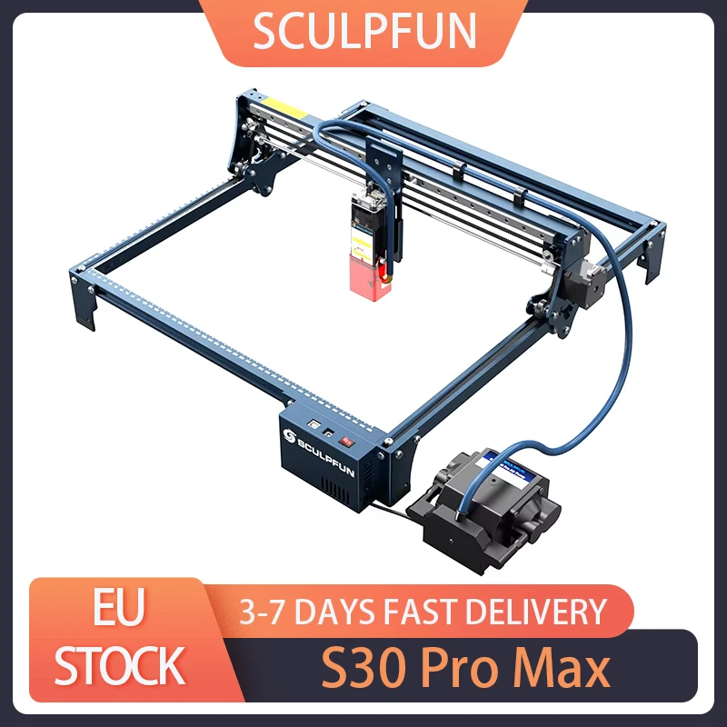 SCULPFUN S30 Pro Max 20W Laser Engraver Cutter, Automatic Air-assist, Laser Focus, 32-bit Motherboard, Replaceable Lens, Laser