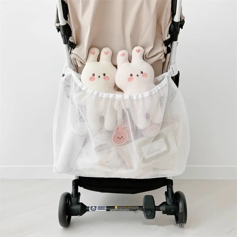 Reusable Stroller Hanging Bag Summer Mesh Stroller Bag Nappy Organizer Baby Items Diapers Pouch Large Capacity Cart Accessories