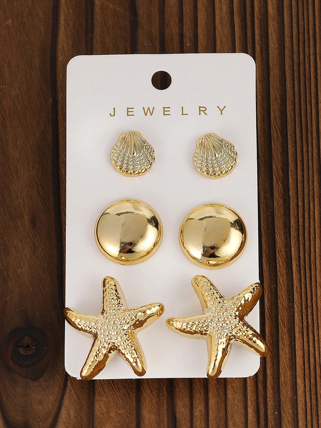 3pairs-12pairs/set Vintage Plastic Material With Golden-Plated Earrings Set,Heart&Flower Shaped, Women's Jewelry Gift