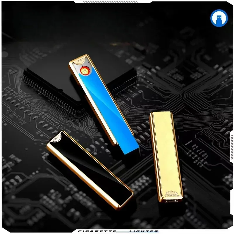 Ultra Thin Windproof Tungsten Wire Pull Down Ignition USB Charging Lighter Outdoor Portable Mini Electric Lighters Smoking Gifts