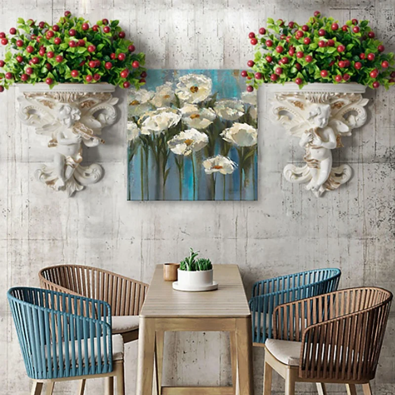 หมู-สวน Corbel ตกแต่งบ้านห้องนั่งเล่นชั้นวางแขวนผนังดอกไม้หม้อ Stereoscopic ดอกไม้หม้อ Art Angel รูปร่างรูปปั้น